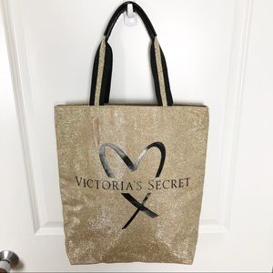 Victoria’s Secret | NWT Gold Sparkle Heart Tote G2